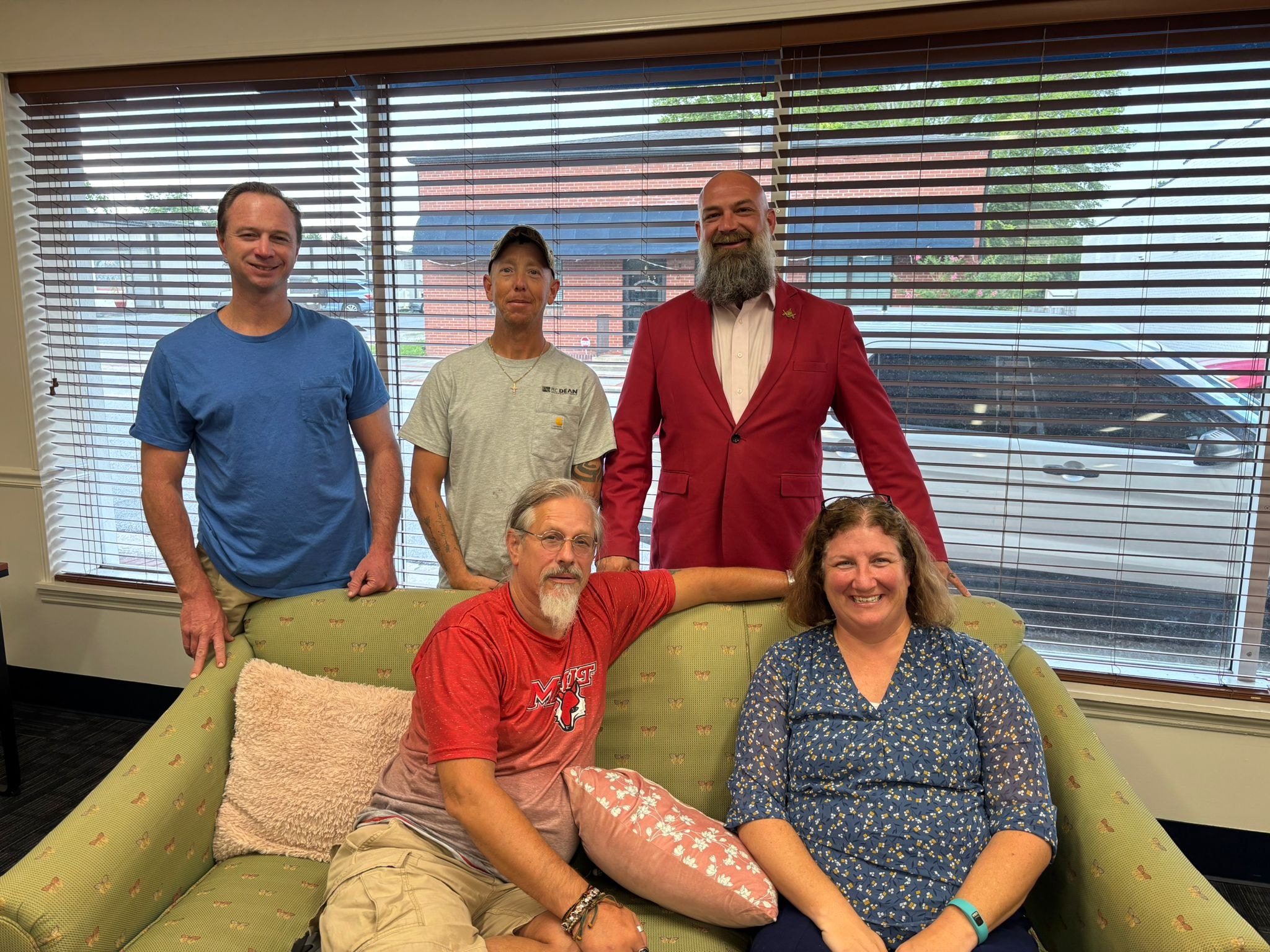 Justin Myers with community members